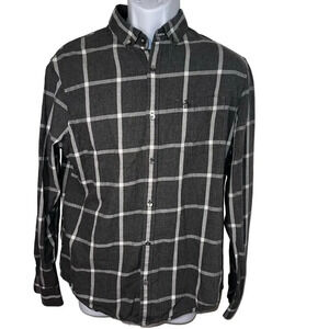Penguin Heritage slim fit,gray window pane long sleeve button-down casual shirt.